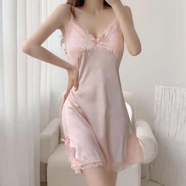 （情趣内衣）性感蕾丝吊带睡衣裙 （粉色）